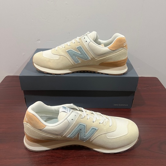 New Balance 574, ML574RF2, Tan & Blue - Picture 3 of 13